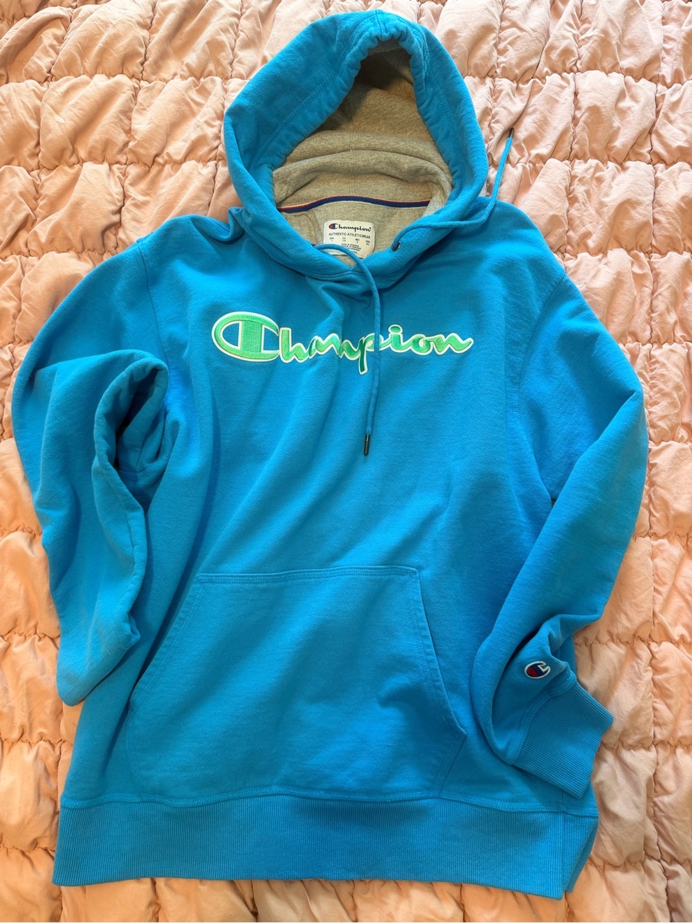 Champion Bright Blue Hoodie with Red & White Trim